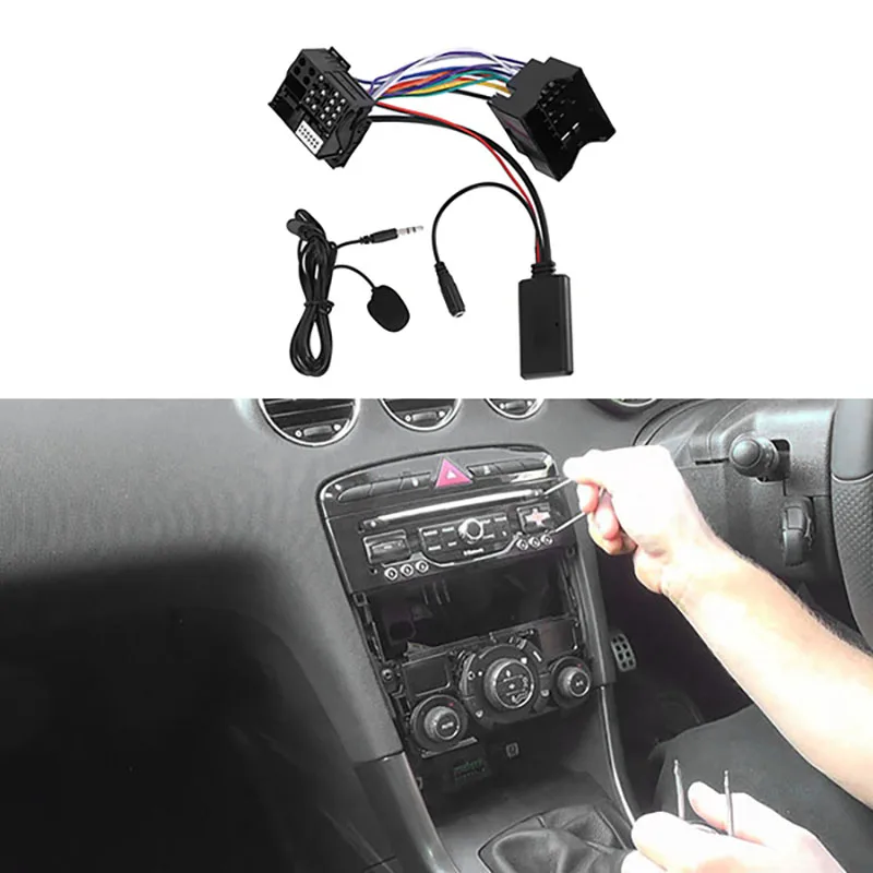 Carro bluetooth 5.0 aux cabo microfone handsfree telefone móvel livre adaptador de chamada para peugeot citroen c2 c5 rd4