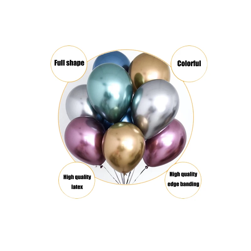10 개/몫 12 인치 두꺼운 크롬 금속 라텍스 풍선 공기 헬륨 글로브 웨딩 생일 파티 홈 장식