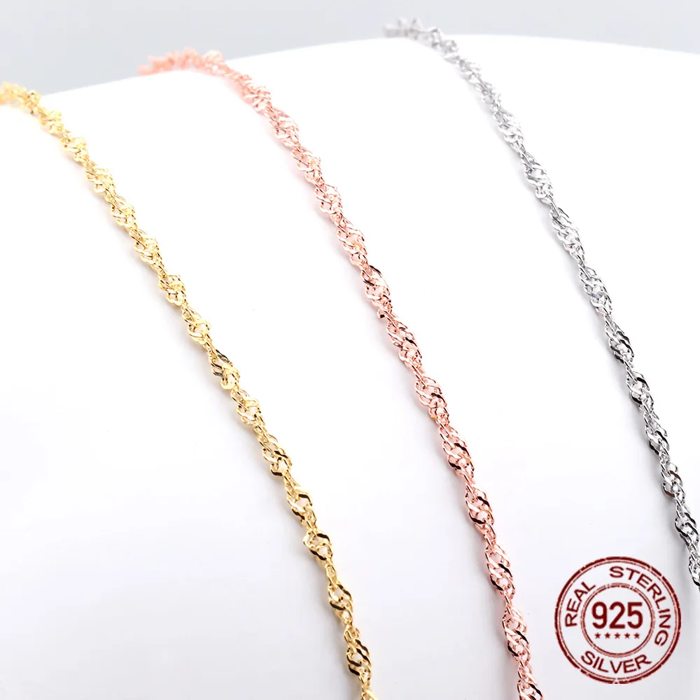 

Senior Electroplate Protect Color Single Chain S925 Silver Small Wave Necklace Ma'am 40 - 45cm Wave Nude Chain Chain Bone Chain