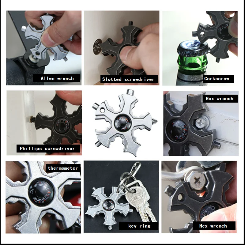 Snowflake Outdoor Edc Multifunction Tool Riding Emergency Equipment Camping Multipurpose Wrench Screwdriver Bottle Opener