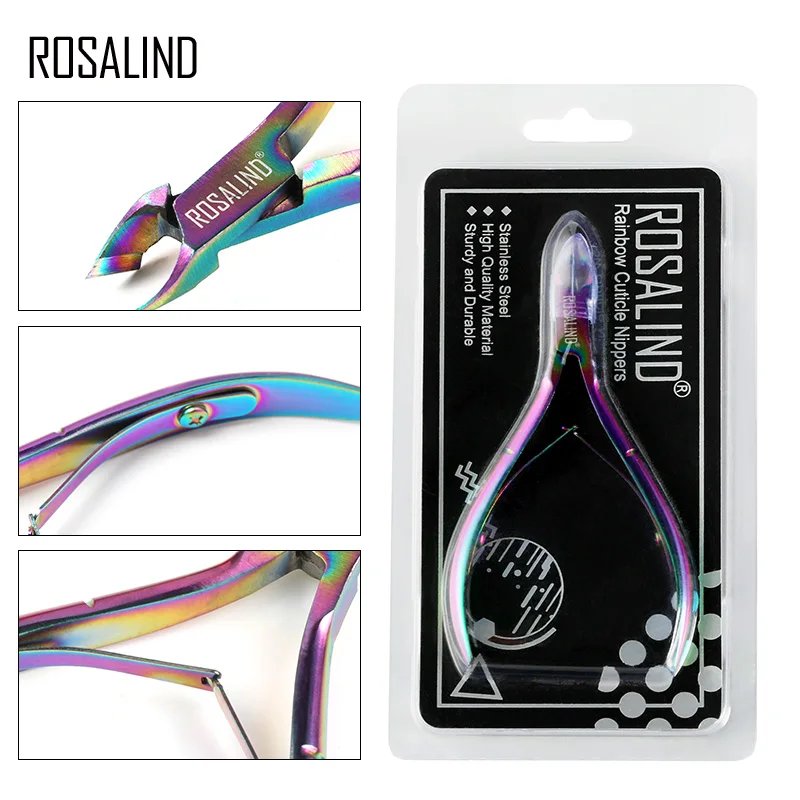 

ROSALIND Scissors Remover Gel Nail Polish Kit Cuticle NipperManicure Set Professional Stainless Steel Acrylic Nails Art tools