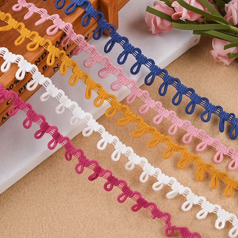 2-5yards kolor przycisk pierścień elastyczna wstążka z koronki DIY Handmade wielobarwne wykończenia nadaje się do ubrania akcesoria do szycia 14mm