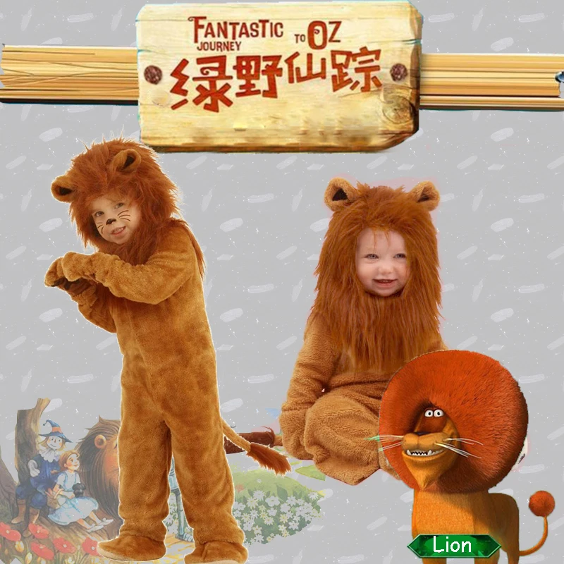 Child Deluxe Lion King Costume Baby Kids Animal Cosplay Carnival Halloween Costume Fancy Movie Role Jumpsuit Boy Girls