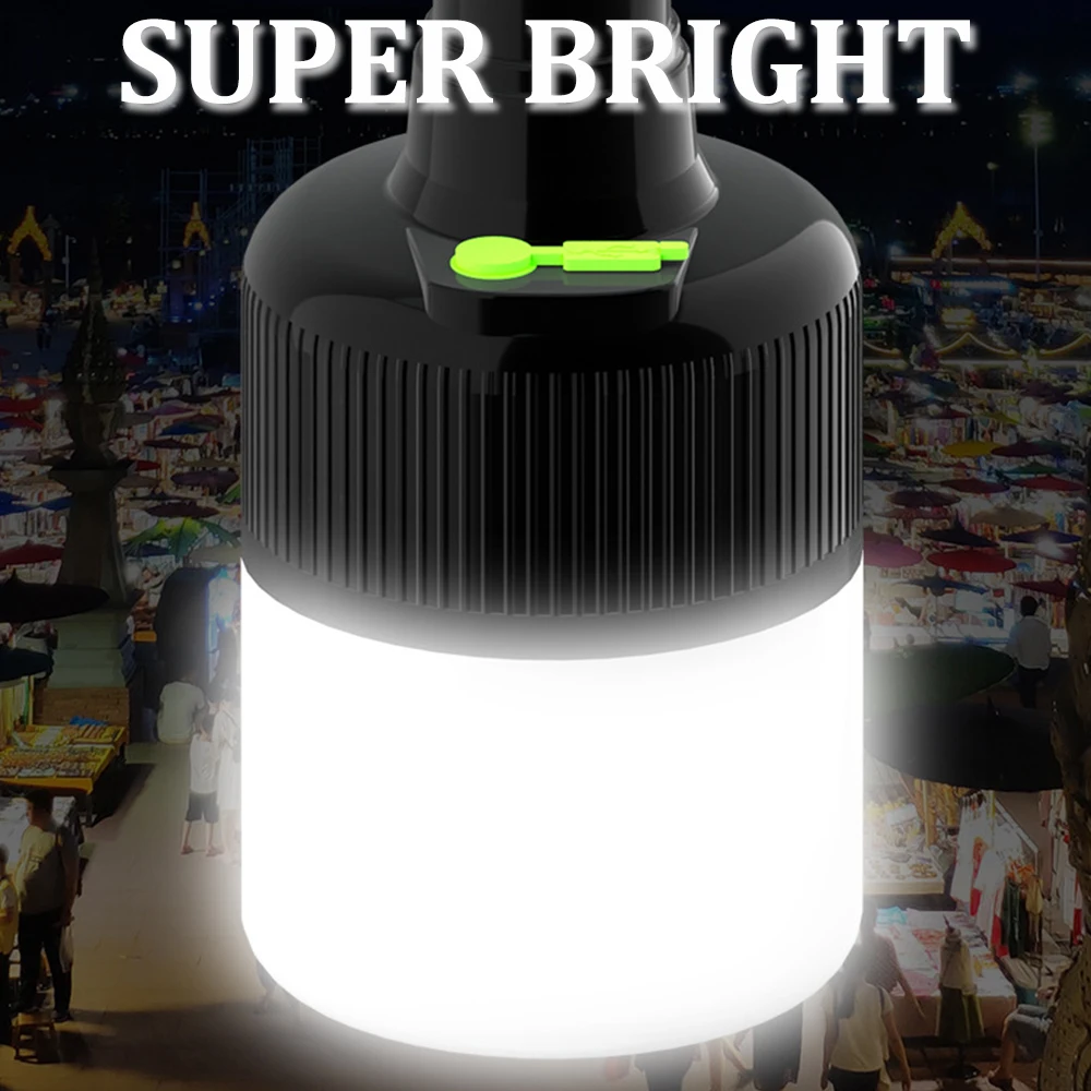 8000LM Mobile LED Bulbs Camping Lamp Emergency Light Outdoor Night Maket Hanging Lamps USB Rechargeable Lanterna Fishing