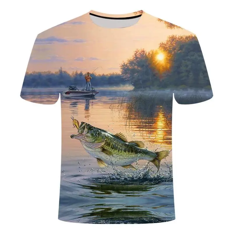 2021 new fishing t shirt style casual Digital fish 3D Print t-shirt Men Women tshirt Summer Short Sleeve O-neck Tops&Tees110-6xl