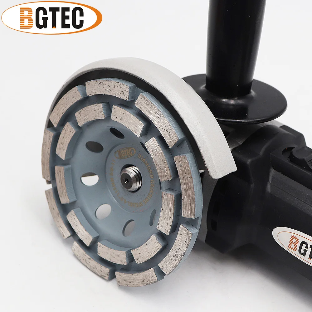 BGTEC 2 قطعة 4.5 بوصة الماس صف مزدوج طحن كأس عجلة 115 مللي متر الخرسانة والبناء ، الجرانيت الرخام طحن أقراص