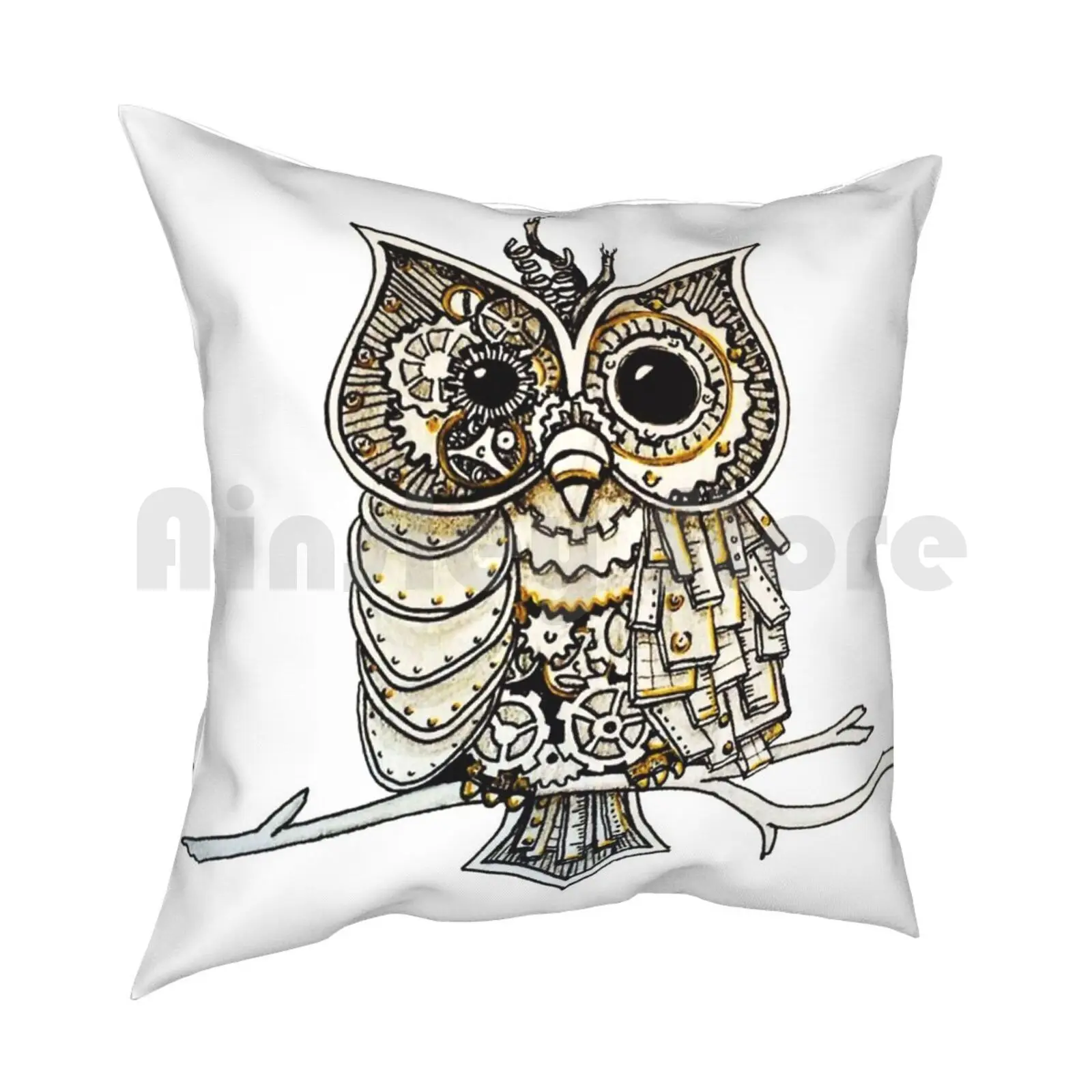 Steampunk Owl Pillow Case Printed Home Soft Throw Pillow Steampunk Steam Punk Punked Steamed Owl Mech Mechanic