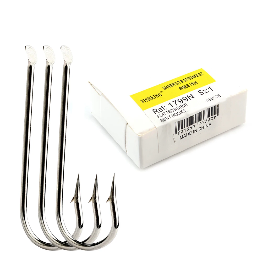 FTK New Long Round BENT Fishing Hook High Carbon Steel 100pcs/Lot Flatted 1#-10# Very Sharp Fishhook