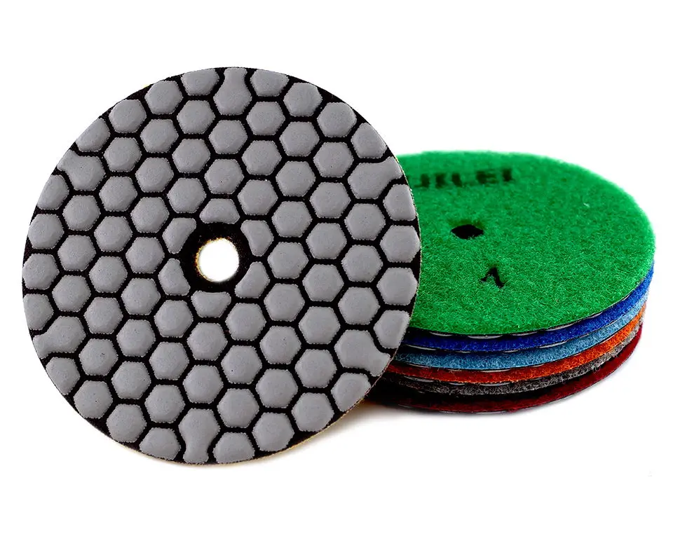 RIJILEI 6 Stück 4 Zoll Trockenpolierpads, flexibles Harz, 100 mm Steinpolierpads für Marmor, Beton, Bodenschleifscheibe – Detail 4