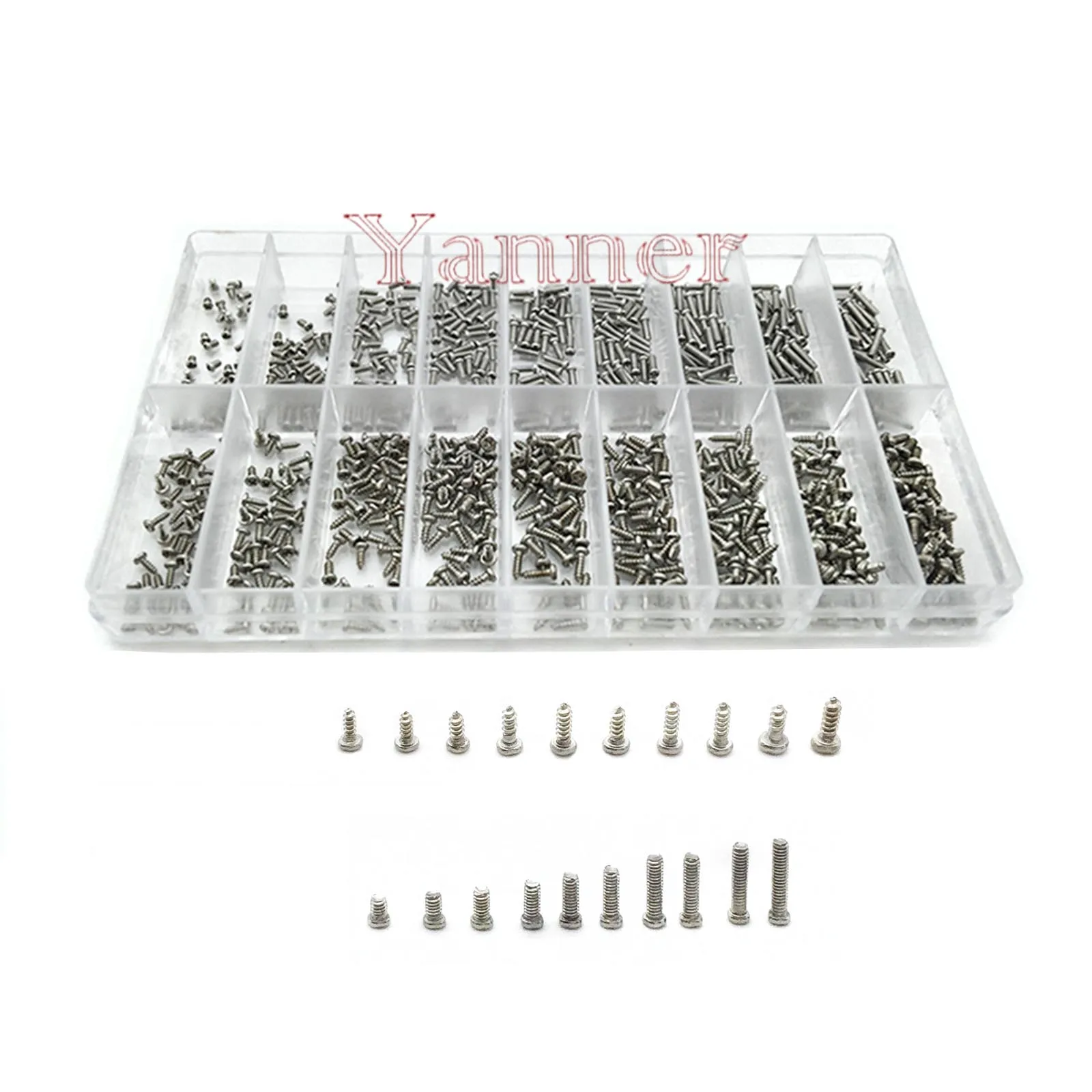 1000 sztuk Tiny Micro śruby do oczu okulary zegarki Repair Tool Kit 18 asortyment
