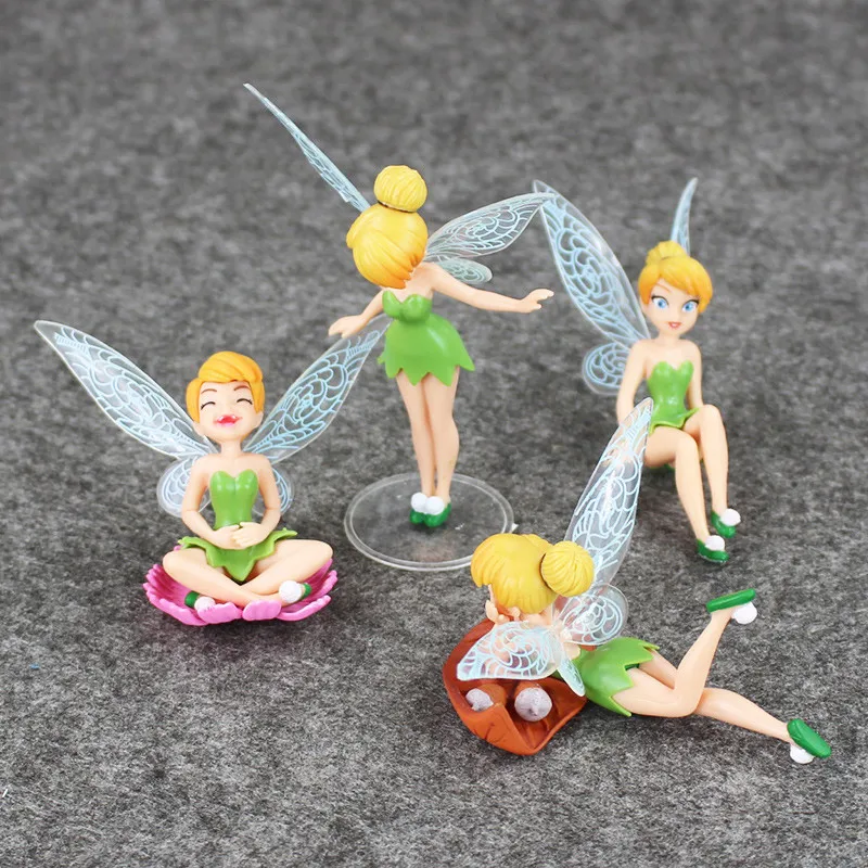 4pcs/Set 3-10cm Princess Tinkerbell Tinker Bell Beautiful Faery Fairy Elf Flower Elves PVC Action Figure Mini Model Toys Dolls