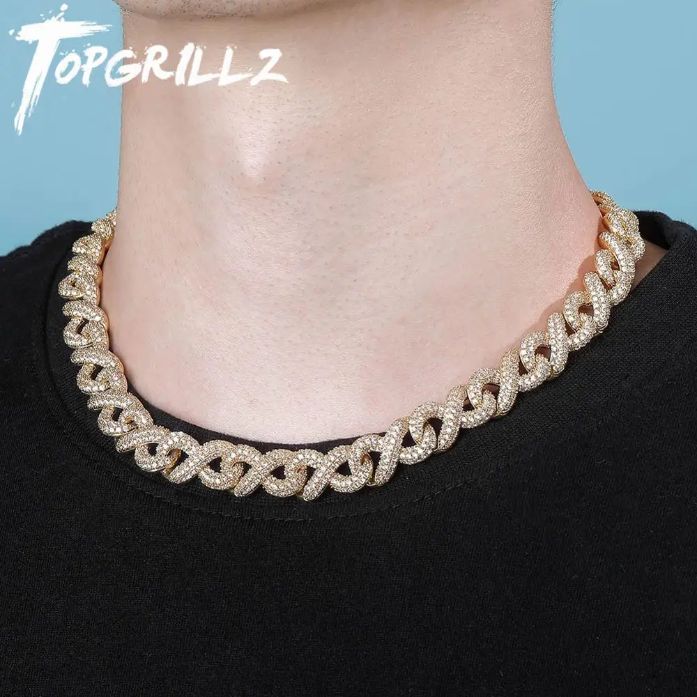 

TOPGRILLZ 12mm/14mm Miami Box Clasp Cuban Chain Copper Material Necklace Iced Cubic Zirconia Hip Hop Charm Jewelry Gift For Men