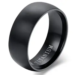 BONISKISS 8MM Men's Black Titanium Ring Anniversary Alliance Mens Fashion Jewelry Wedding Band Rings Size 6 To 14 Wholesale