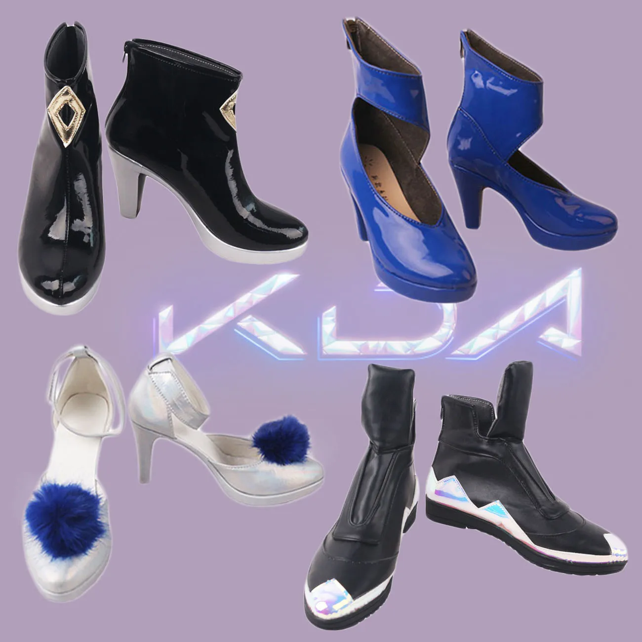 

LOL S10 KDA All Out Kaisa Akali Ahri Evelynn Cosplay Boots Customized Leather Shoes for Unisex