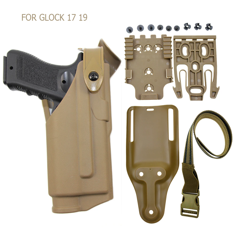 Tactical Pistol Holster for Glock 17 19 Waist Belt Gun Holster with Flashlight Bearing QLS 19 22 Quick Locking System