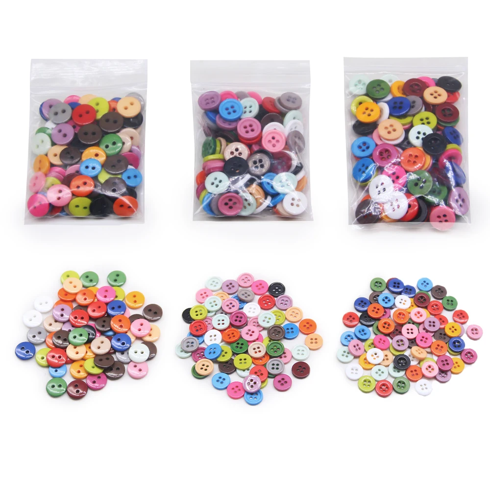 100pcs/lot Resin Sewing Button Round 9/10/11mm Sew On Button Accessories Handmade Children Button Crafts DIY