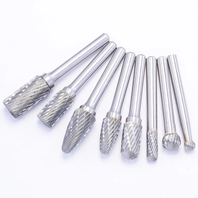 8pcs Double Cut Carbide Tungsten Steel Rotary File Set for metalworking Polishing Electric Grinder