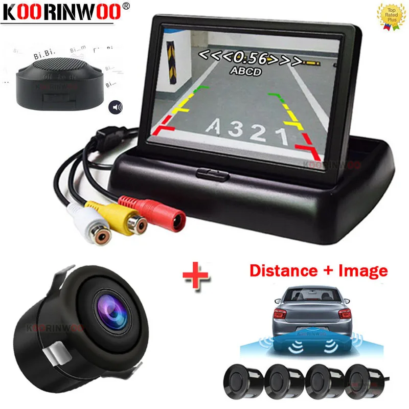 Koorinwoo Dual Core CPU Smart System per sensore di parcheggio Radar posteriore sistema collegato Mirror Image Distance Monitor e Kit fotocamera