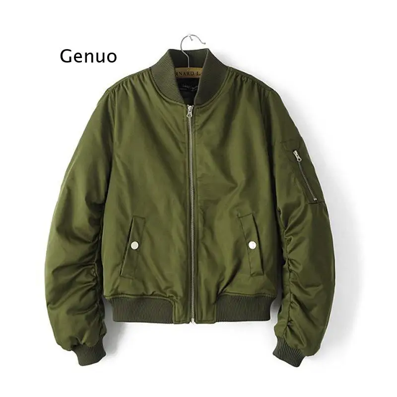 

Autumn Winter Long Sleeved Pilot Jackets Women Basic All-Match Coat Female Bomber Jacket Lady Flight Jacket