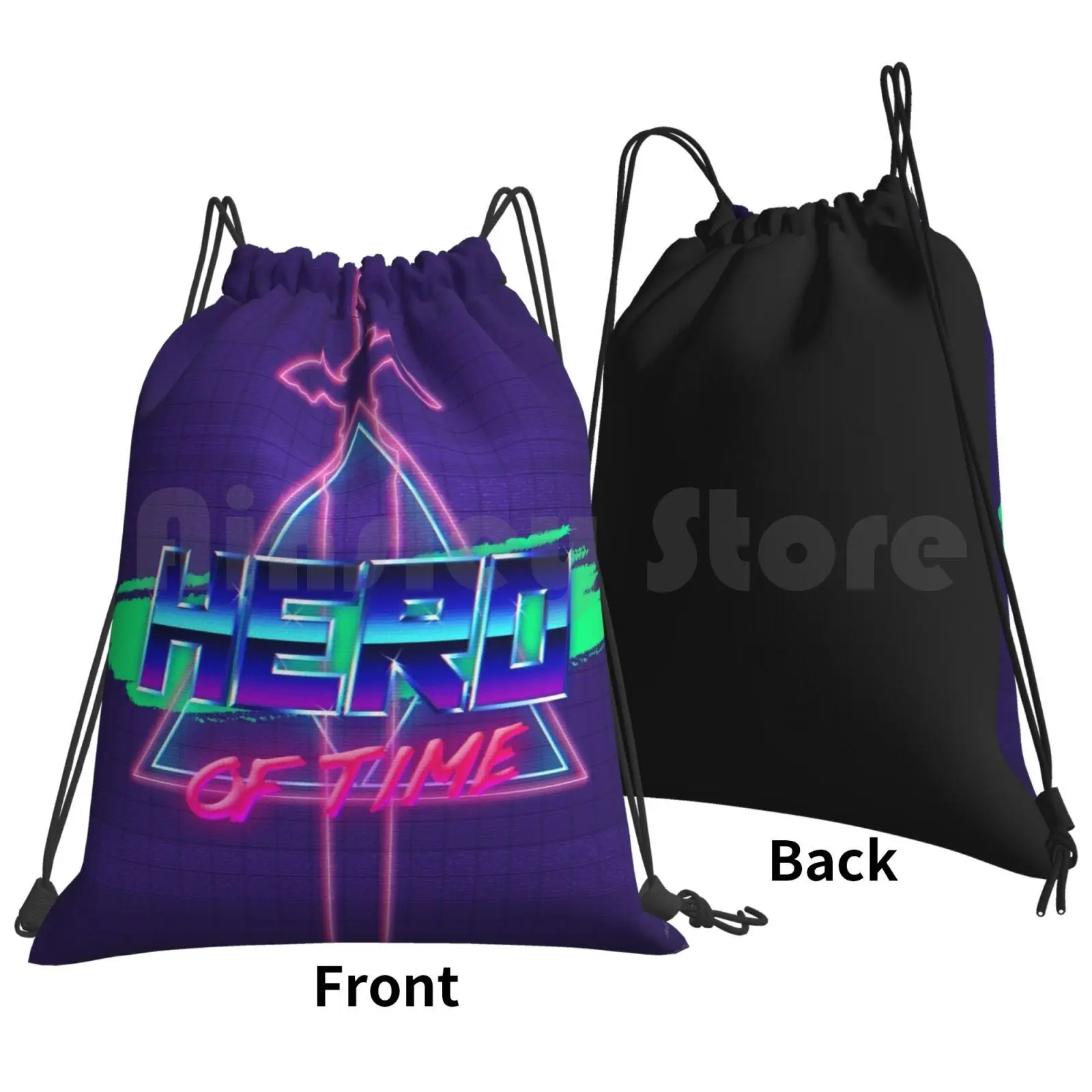 Tri Wave Backpack Drawstring Bag Riding Climbing Gym Bag The Legend Of Ocarina Of Time 80s New Wave Retro Retrowave Legend