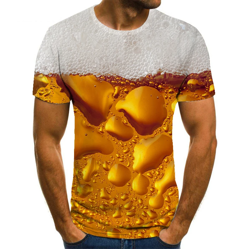 

2021New Summer Selling t shirt for men Creative Beer world 3D T-shirts Men's clothing t-shirts good-looking Casual clothes