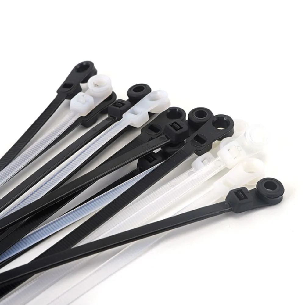 100PCS 4x150/4x200mm Nylon Cable Zip Ties With Screw Hole Mount Self Locking Loop Wrap Bundle Ties Straps