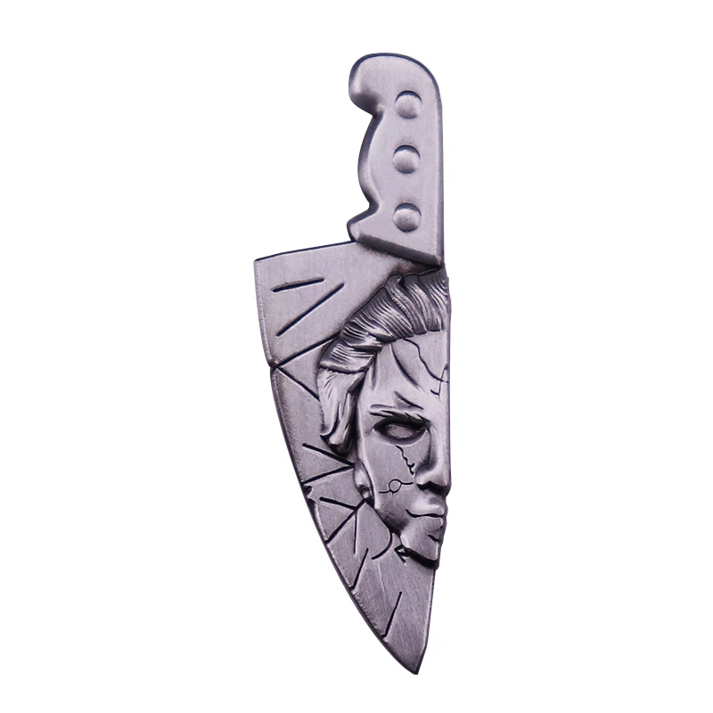 Slasher Killer KNIFE Pin Brooch Halloween Horror Badge