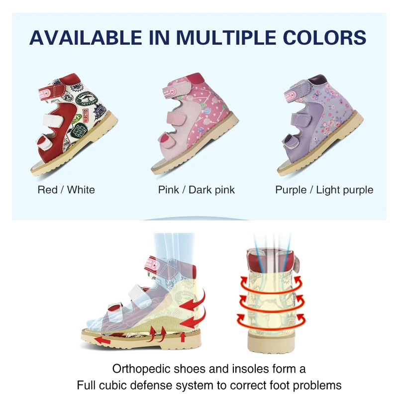 Ortoluckland Kids Girl Sandals Children Orthopedic Pattern Leather Shoes Toddler Summer Flatfeet Footwear 3 To 10Years Age