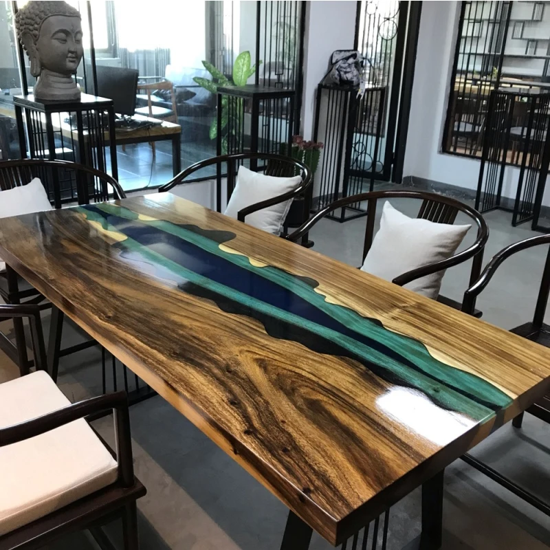 Epoxy resin River table solid wood big board walnut rosewood household log tea table table tea table book desk