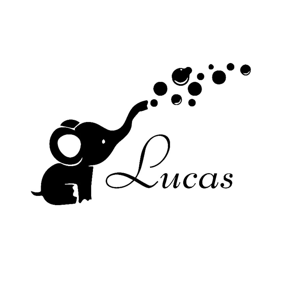 Kids Room Wall Stickers Cute Elephant Personalized Name Wall Decor Baby Room Removable Vinyl Nursery Interior Wall Decals Y444