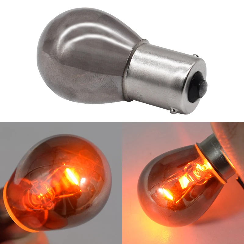 2Pcs BA15S 1156 581 Bau15s PY21W Chrome Silver Amber ด้านหลังหลอดไฟเลี้ยวเบรคสัญญาณ12V ที่จอดรถหลอดไฟ