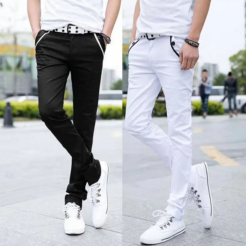 Wholesale 2021 Men\'s Fashion Thin Double Zipper Skinny Jeans Men Clothes for teenagers Boys Jeans streetwear Pants Men 28-34