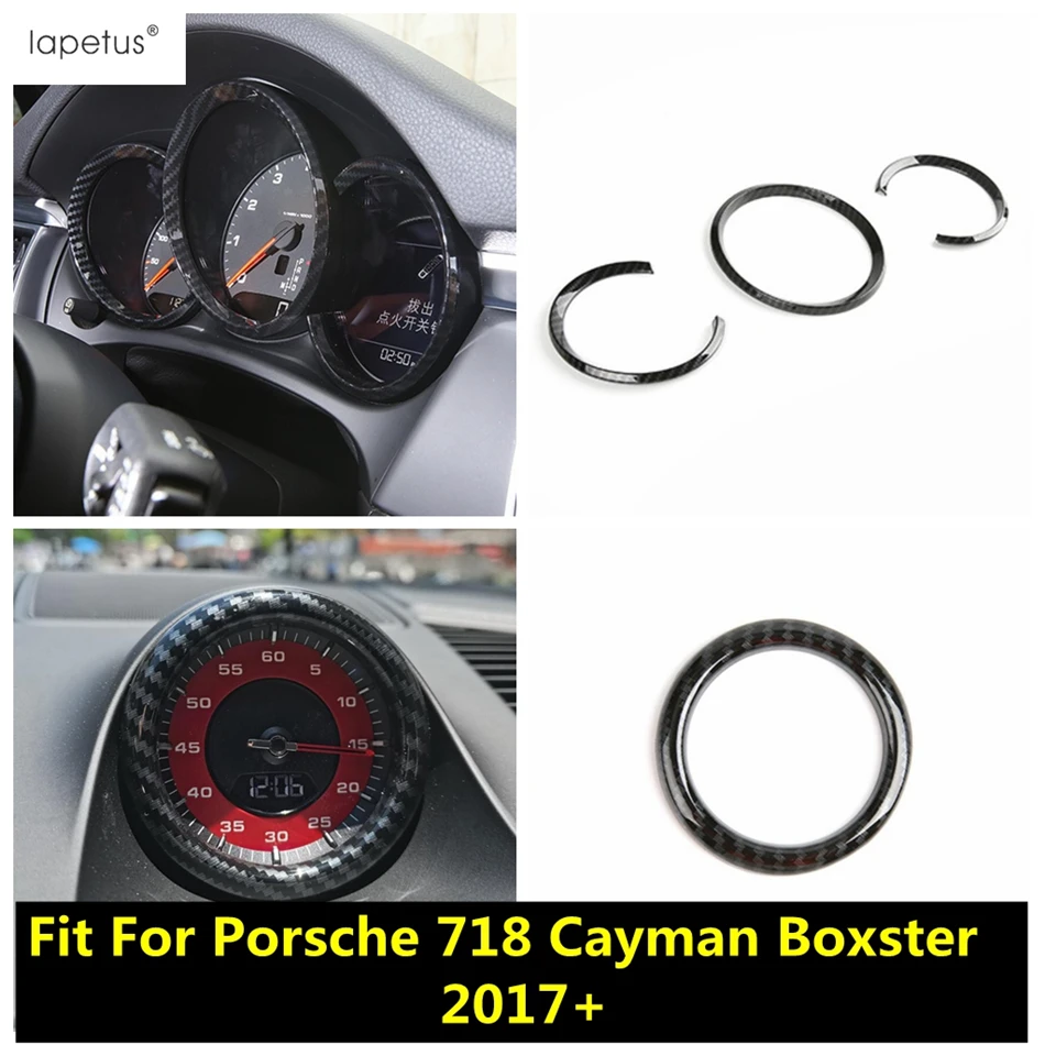 

Carbon Fiber Accessories Car Compass Circle Stopwatch Ring Dashboard Frame Cover Trim For Porsche 718 Cayman Boxster 2017 - 2021