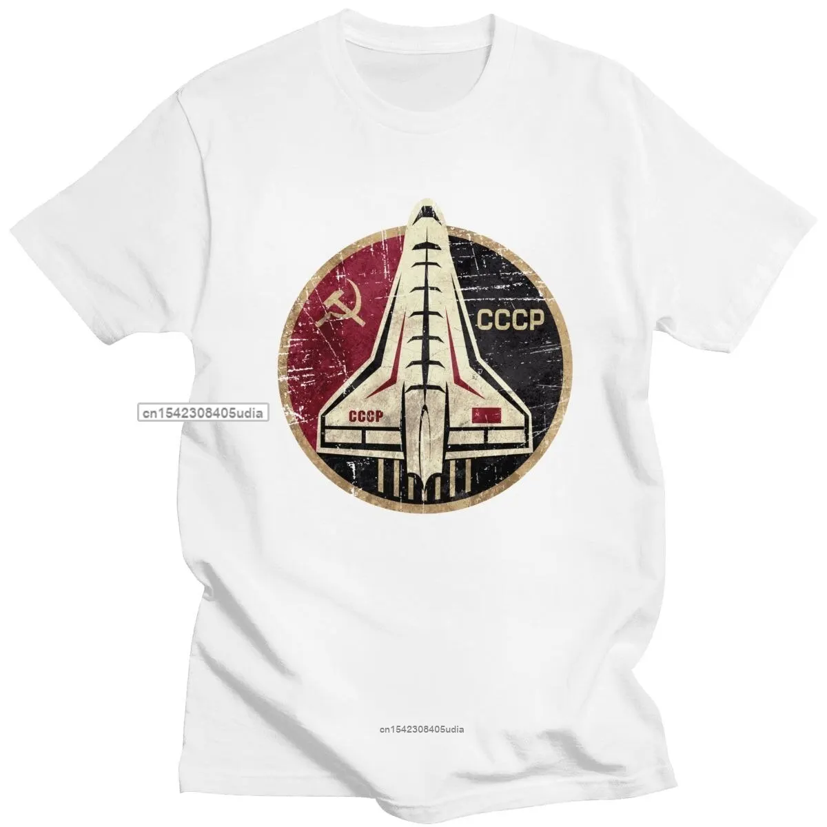 Classic Vintage Cccp T Shirt Men Space Shuttle Emblem Tshirt Short Sleeve Ussr Rocket Investigation Summer Tshirts Cotton Tee