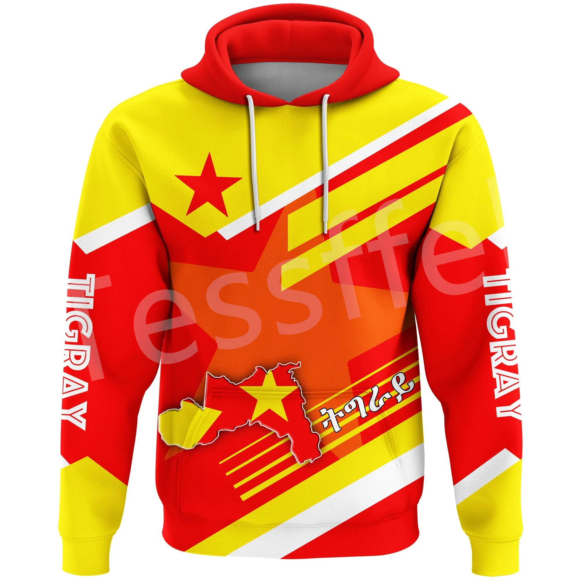 Tessvel-Sudadera con capucha para hombre y mujer, chándal Retro Harajuku con estampado 3D de la bandera de Tigray de África, país y África, A6