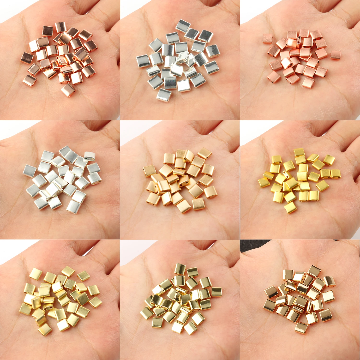 KC Gold Color Rectangular Shape Hematite Beads Loose Spacer Beads for Jewelry Making DIY Necklace Bracelets