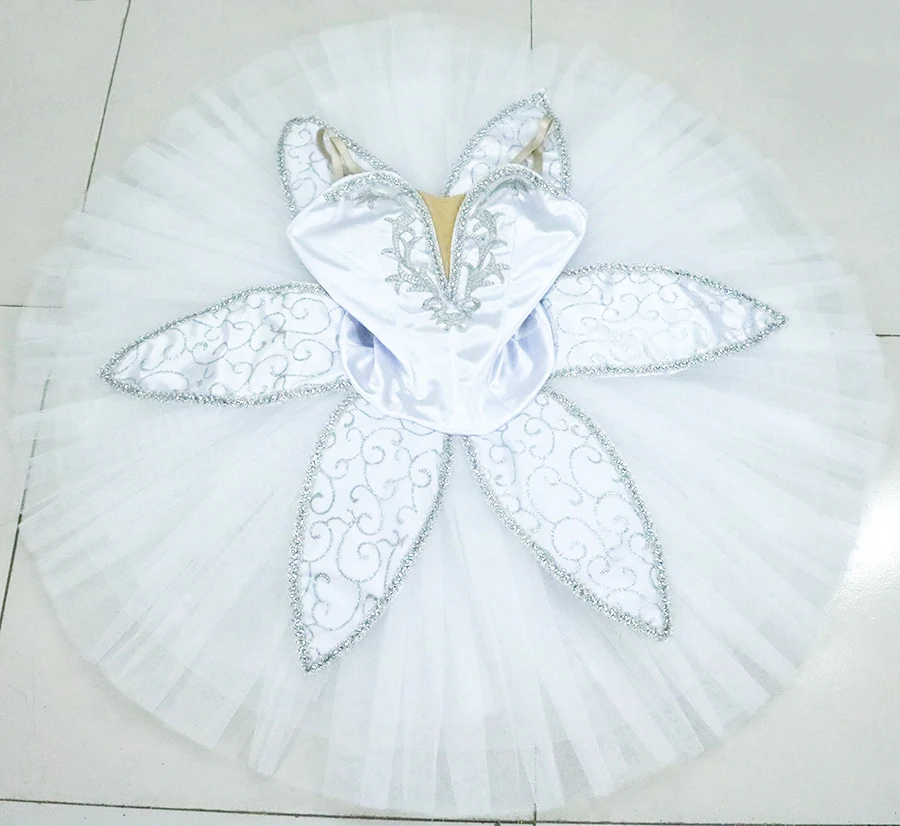 Silver white pancake performance tutus Adult women professional tutu ballet stage costumes Grand Pas Classique tutu dress