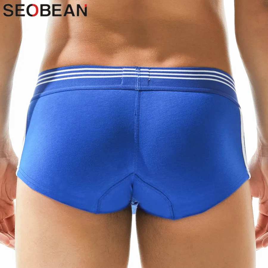 SEOBEAN Mens Boxers Briefs Cotton Underwear Boxer Shorts U Convex Pouch Sexy Underpants Low waist Panties for Man Boxers