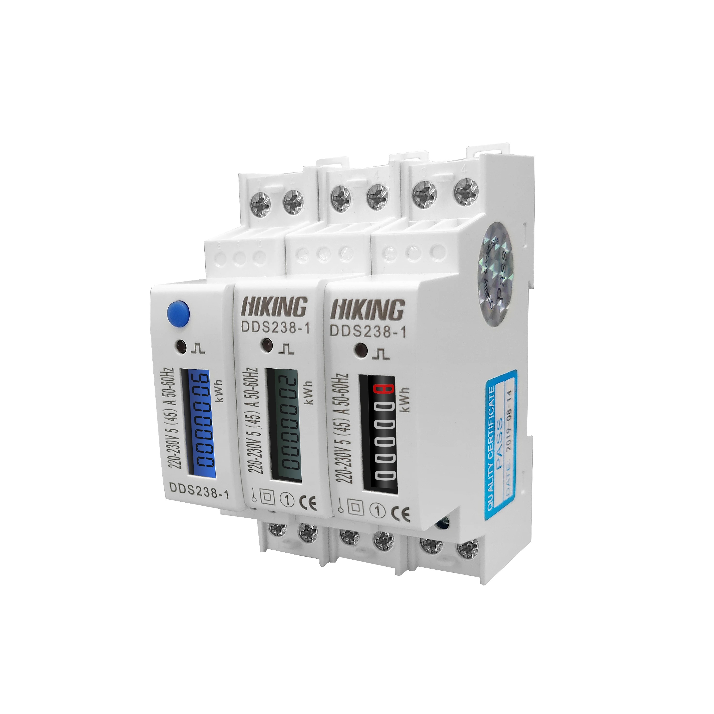 5(45)A 45A 220V 230V 50HZ 60HZ LCD display Single phase Din rail KWH Watt hour din-rail blue backlight energy meter