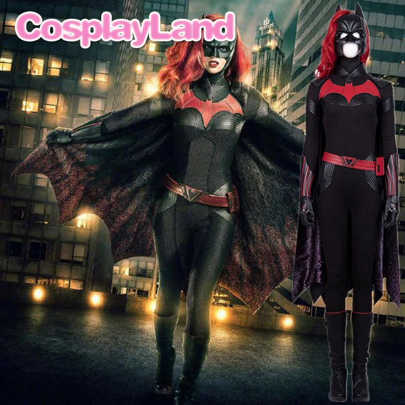 

Batwoman Cosplay Costume Suit Halloween Batwoman Catherine Hamilton Outfit Jumpsuit Kate Kane Sexy Bodysuit Cloak Wig Mask