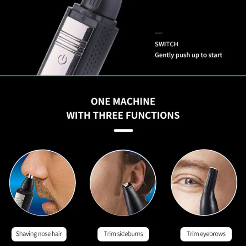 Keme 385 3in1 Waterproof Nose Ear Hair Trimmer For Men Rechargeable Eyebrow Beard Trimmer Electric Ear Cleaner Nose Hair Removal