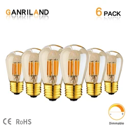 GANRILAND-Ampoule à Filament LED, 1W 3W ST45 E26, Base Inda, Teinte Or, Dimmable, Edison Pearl, Lampe, Bombilla Décorative Intérieure, 2200K