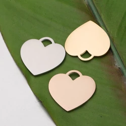 Fnixtar 20Pcs/Lot 25mm Peach Heart Charms Mirror Polish Stainless Steel Blank Charms DIY Making Necklaces Bracelets Womens Mens