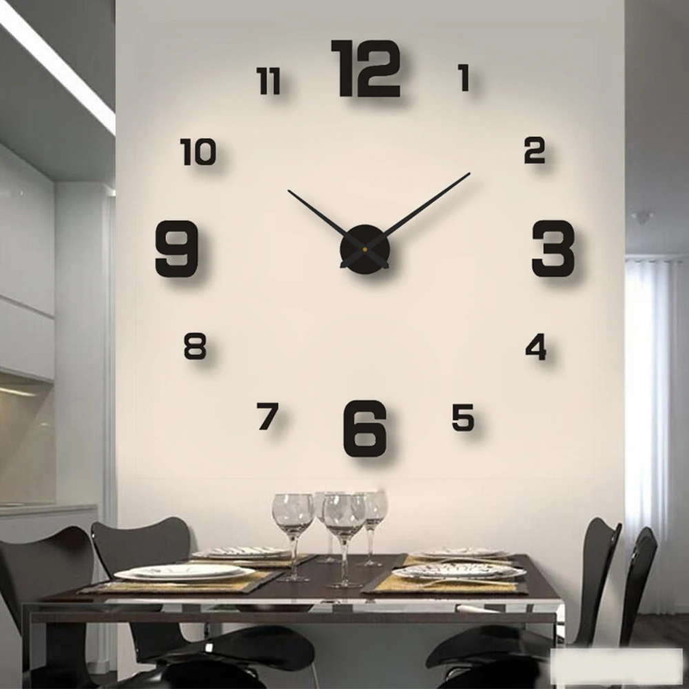 2023 Modern Design Large Wall Clock 3D DIY Quartz Clocks Fashion Watches Acrylic Mirror Stickers Living Room Home Decor Horloge