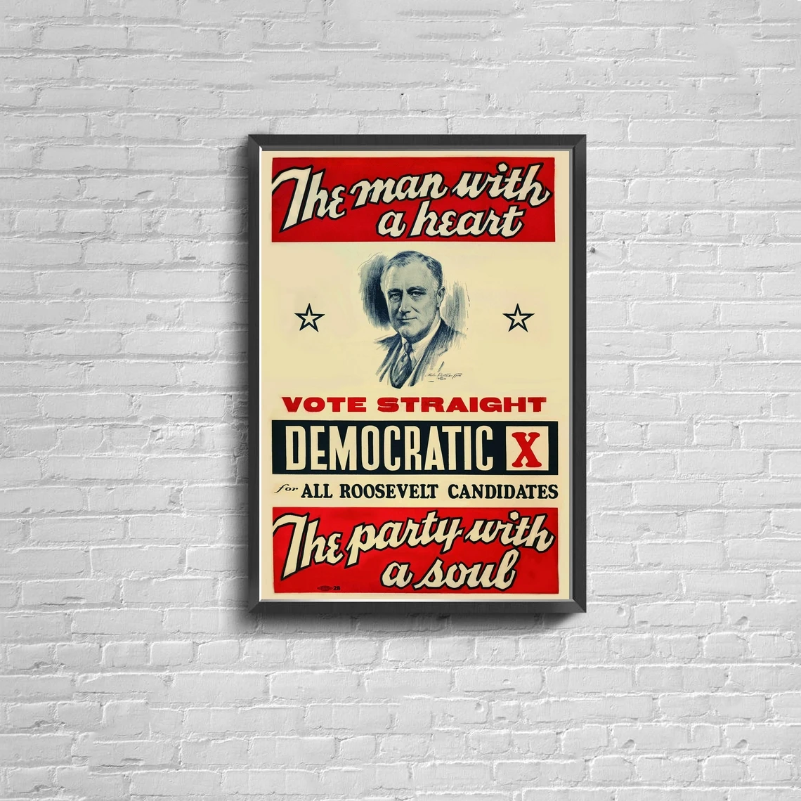 Franklin Roosevelt Campaign Vintage Ad Poster (1940) Canvas Poster Print Home Wall Painting Decoration (No Frame)