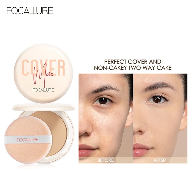 FOCALLURE Makeup Pressed Powder Soft and Elastic Skin Touch Beauty Oil Control Moisturizing Face Powder