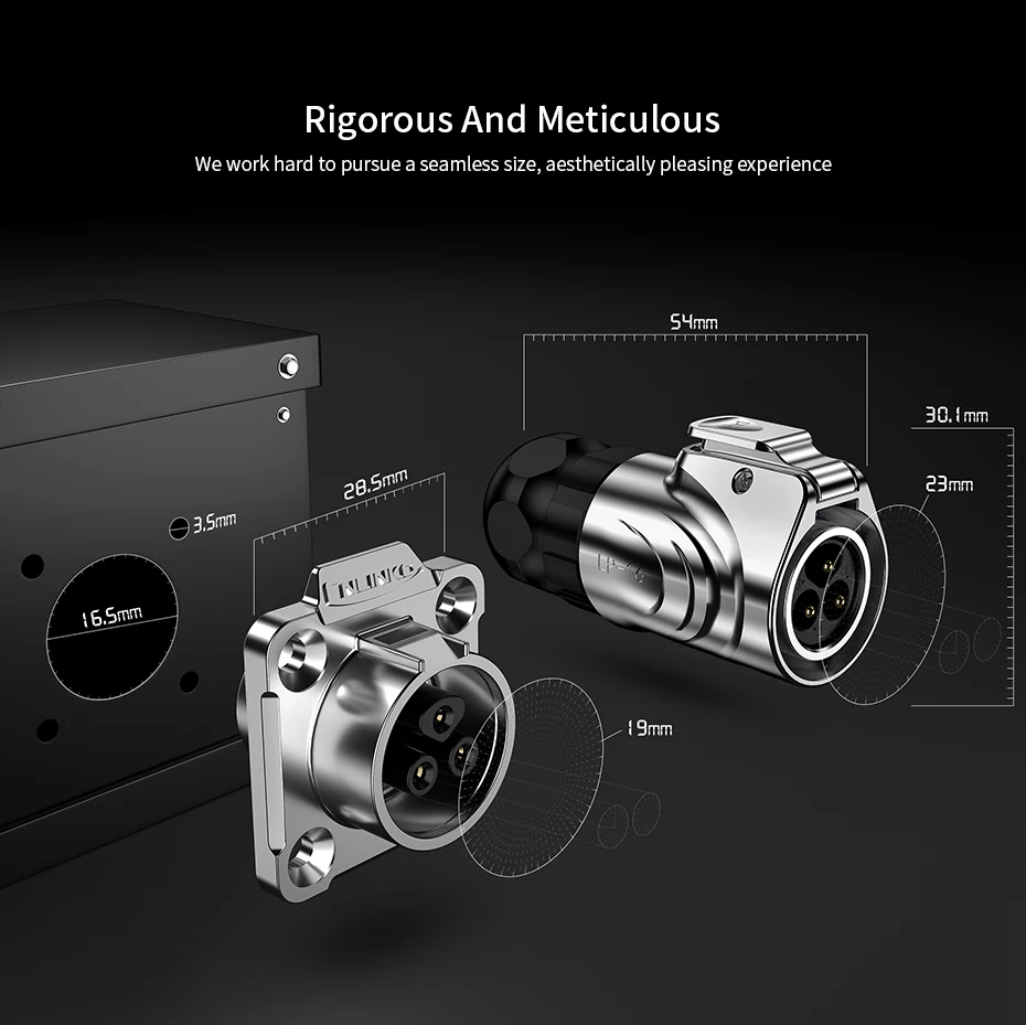 CNLINKO LP16 Metall-Lötverbinder mit umgekehrter Montage, wasserdicht, 3-polig, 10A/400V, Einzelloch-Buchse für medizinische und Audio-Geräte – Detail 8