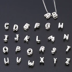 1PCS 925 Sterling Silver Letter Beads Silver Charms A-Z DIY Loose Beads Initial Alphabe Letter Beads Fit Women Bracelet Making