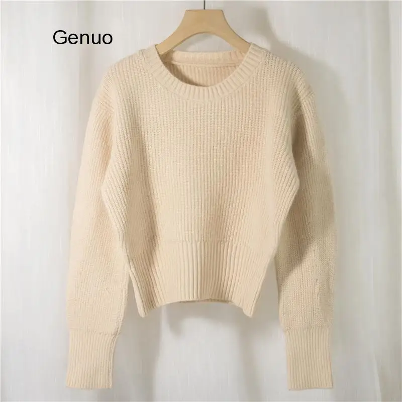 New 2021 Spring Women\'s Sweater Pullovers Warm Minimalist Korean Short Elegant Solid Sweet Lady Jumpers