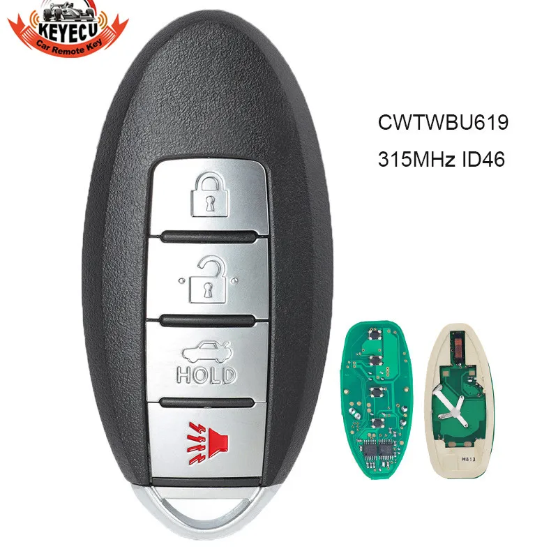 

KEYECU Smart Remote key 4 Button 315MHz ID46 Chip for Infiniti FX35 FX45 2005-2008 FCC ID: CWTWBU619